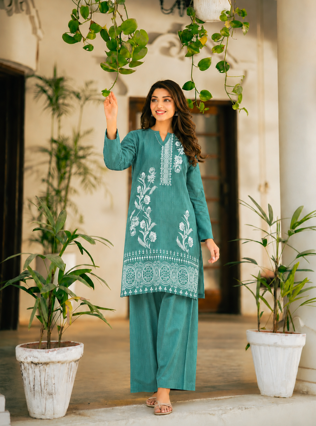 2 Pc Stitched Lawn Suit - PRET - D-04-GRN