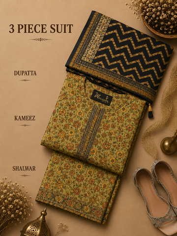 Signature Premium Unstitched 3PC Noble Lawn Suit - M1210