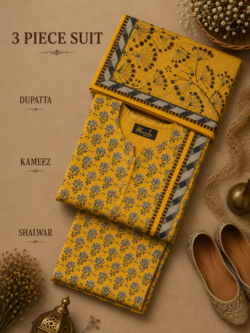 Signature Premium Unstitched 3PC Noble Lawn Suit - M1213