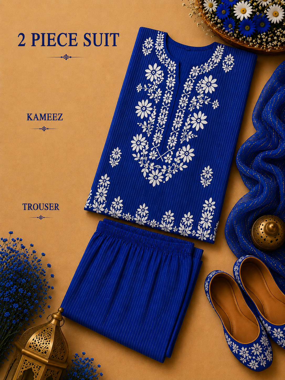 2 Pc Stitched Lawn Suit - PRET - D-05-BLU