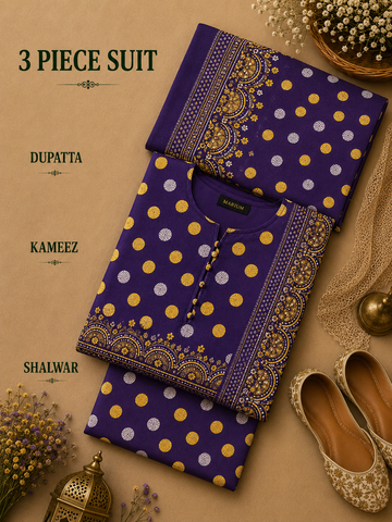 Signature Premium Unstitched 3PC Noble Lawn Suit - M1316