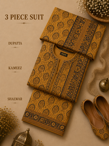 Signature Premium Unstitched 3PC Noble Lawn Suit - M1416
