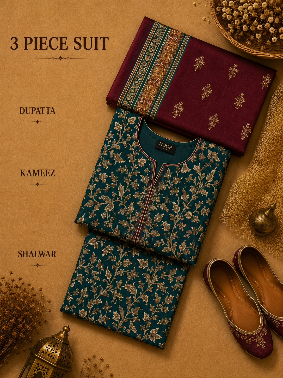 Signature Premium Unstitched 3PC Noble Lawn Suit - T1706