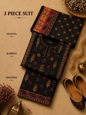 Signature Premium Unstitched 3PC Noble Lawn Suit - T1707