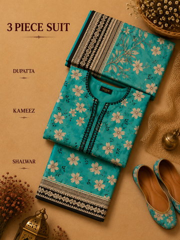 Signature Premium Unstitched 3PC Noble Lawn Suit - T1709