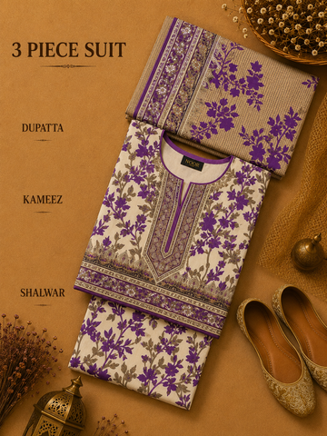 Signature Premium Unstitched 3PC Noble Lawn Suit - T1710