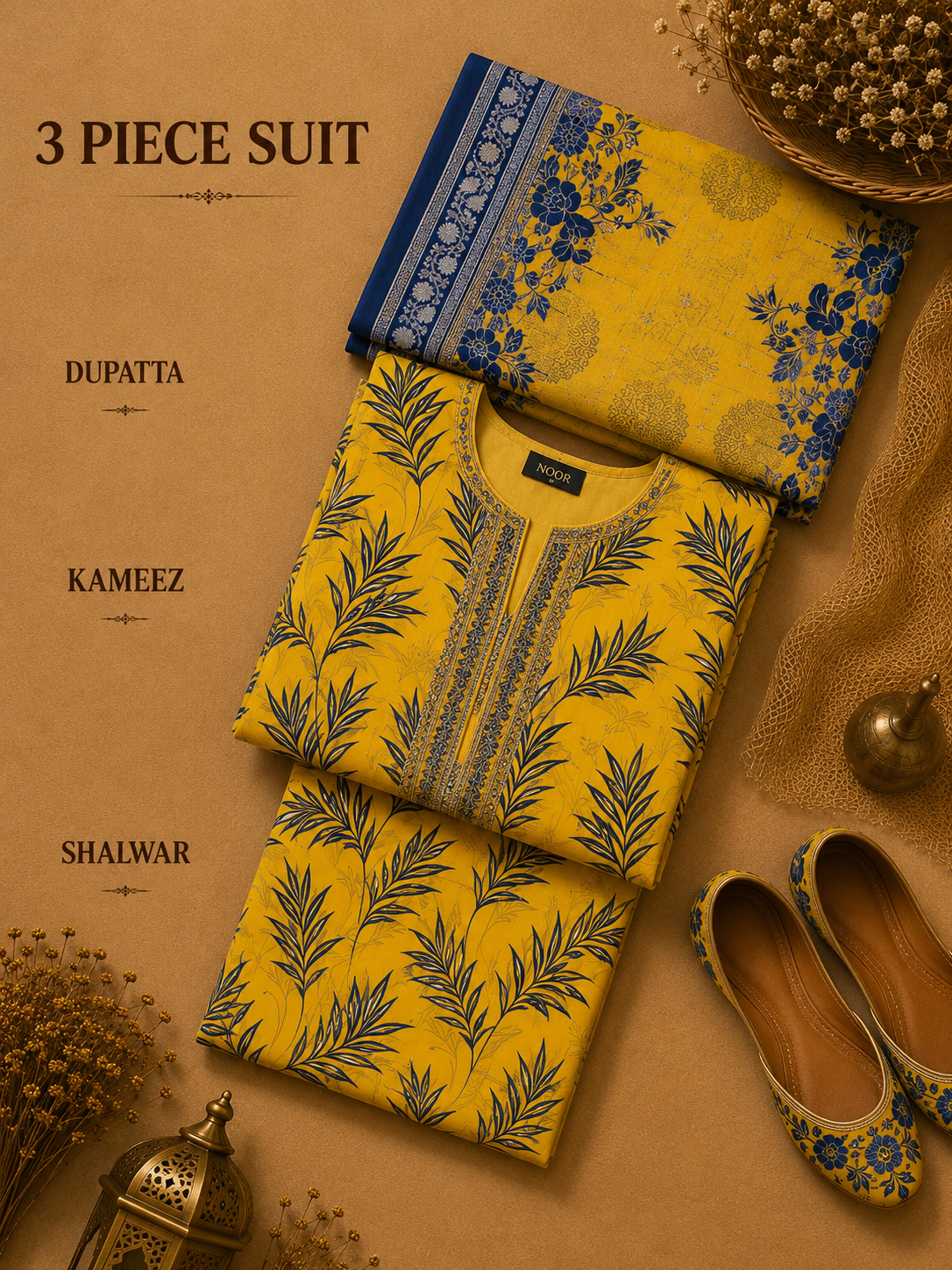 Signature Premium Unstitched 3PC Noble Lawn Suit - T1712