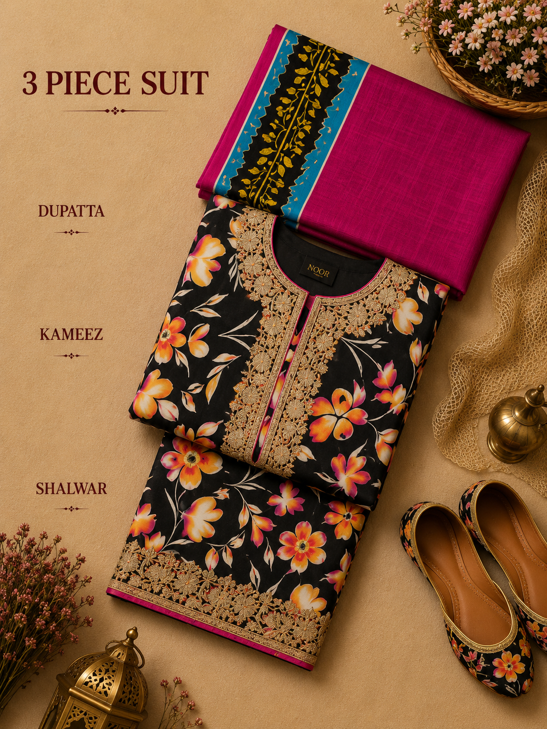 Signature Premium Unstitched 3PC Noble Lawn Suit - T1714