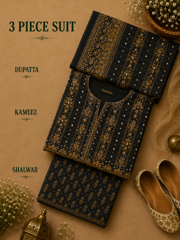 Signature Premium Unstitched 3PC Noble Lawn Suit - M1302