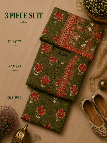 Signature Premium Unstitched 3PC Noble Lawn Suit - M1303