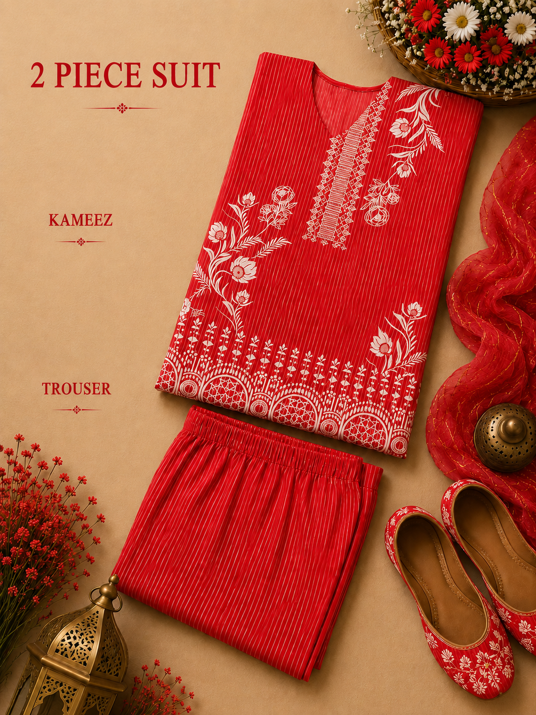 2 Pc Stitched Lawn Suit - PRET - D-04-MRN