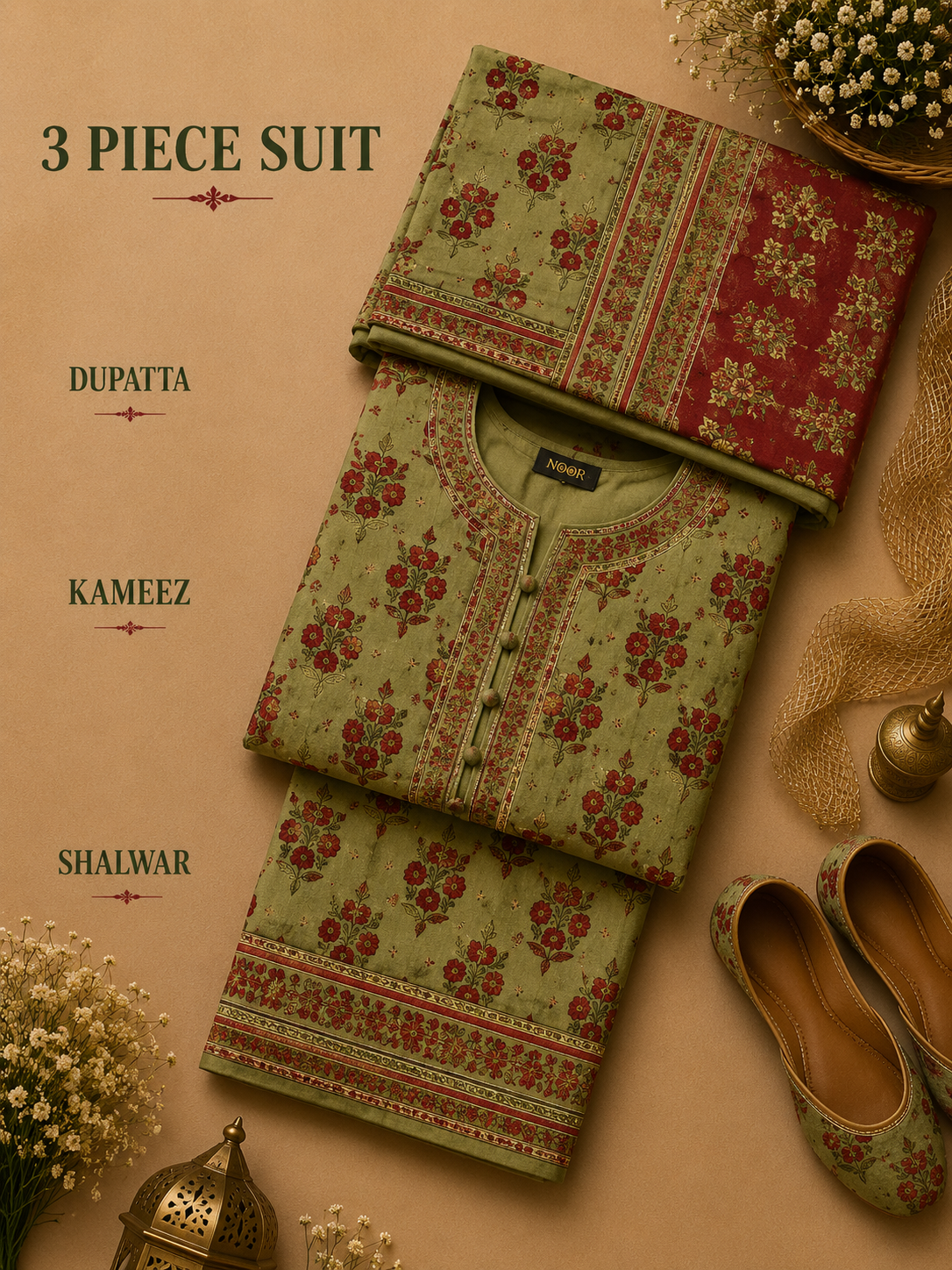Signature Premium Unstitched 3PC Noble Lawn Suit - M1404