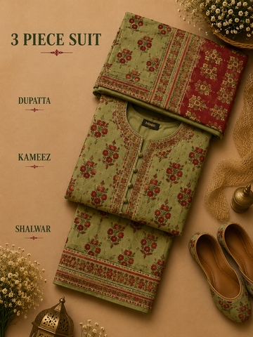 Signature Premium Unstitched 3PC Noble Lawn Suit - M1404
