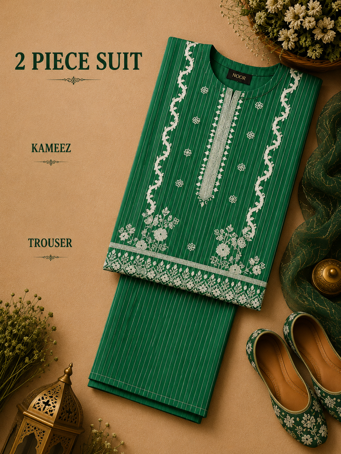 2 Pc Stitched Lawn Suit - PRET - D-03-GRN