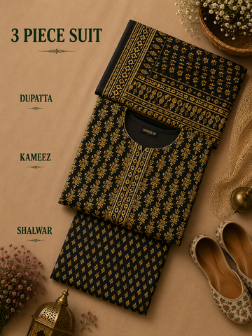 Signature Premium Unstitched 3PC Noble Lawn Suit - M1305