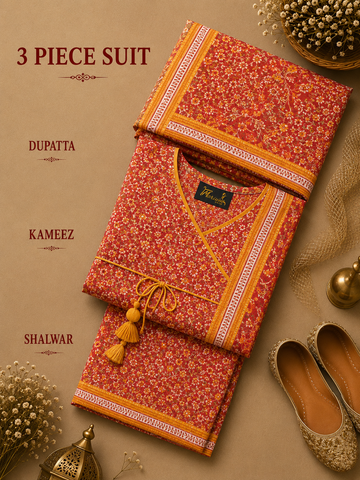 Signature Premium Unstitched 3PC Noble Lawn Suit - M1206