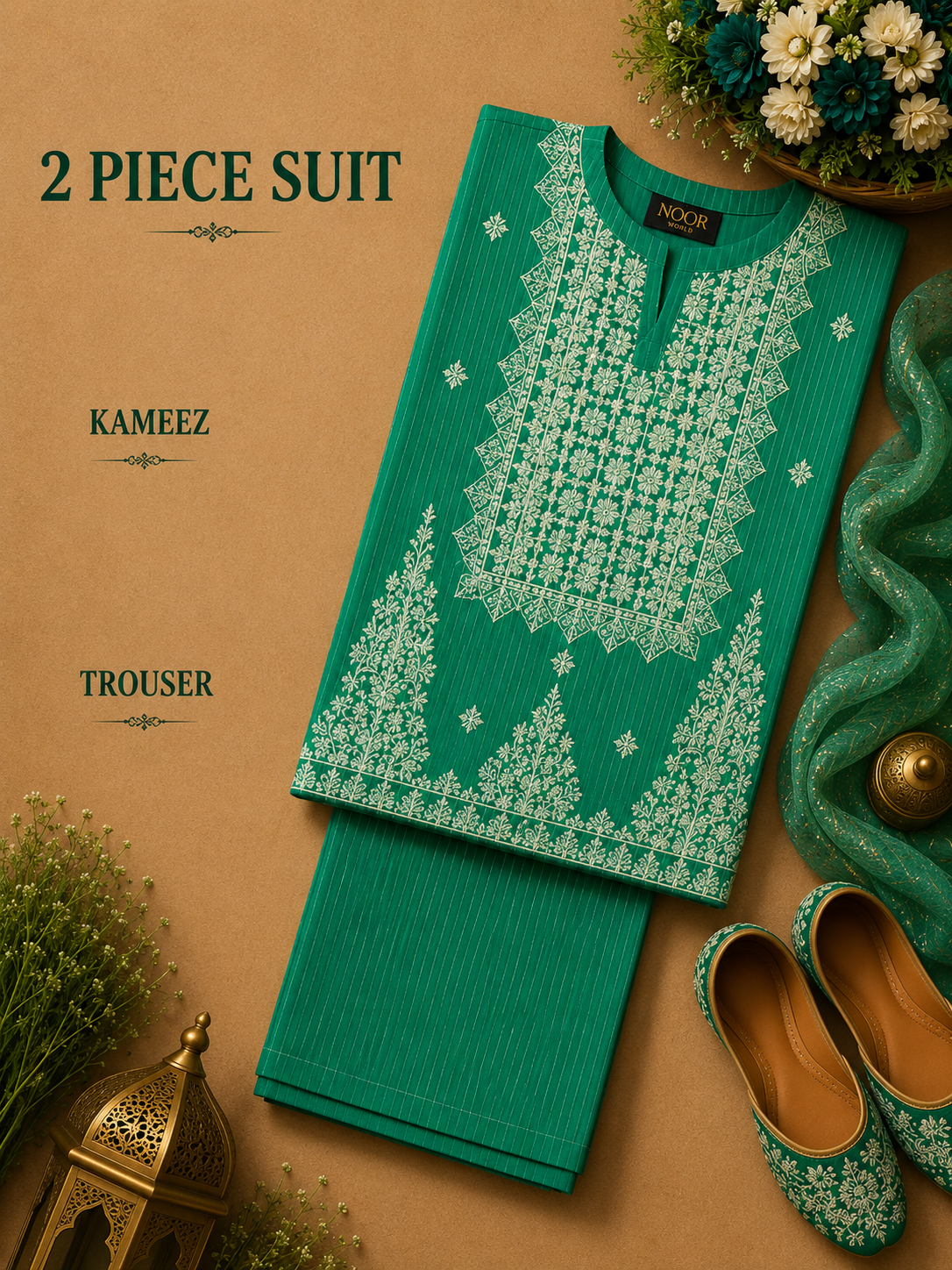 2 Pc Stitched Lawn Suit - PRET - D-02-GRN
