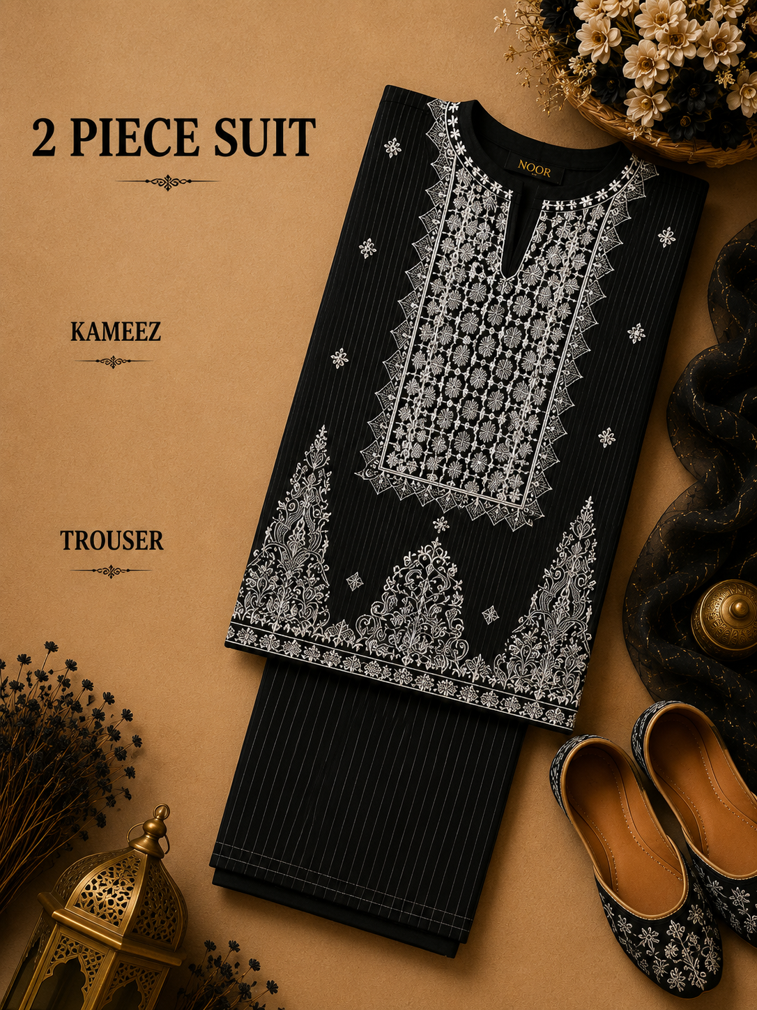 2 Pc Stitched Lawn Suit - PRET - D-02-BLK