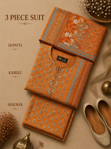 Signature Premium Unstitched 3PC Noble Lawn Suit - M1207