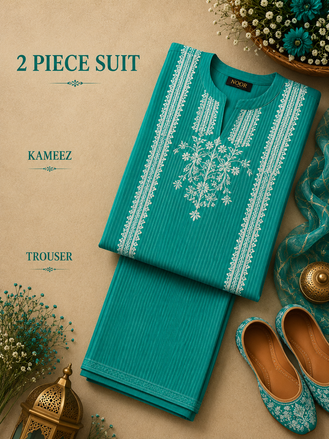 2 Pc Stitched Lawn Suit - PRET - D-01-GRN