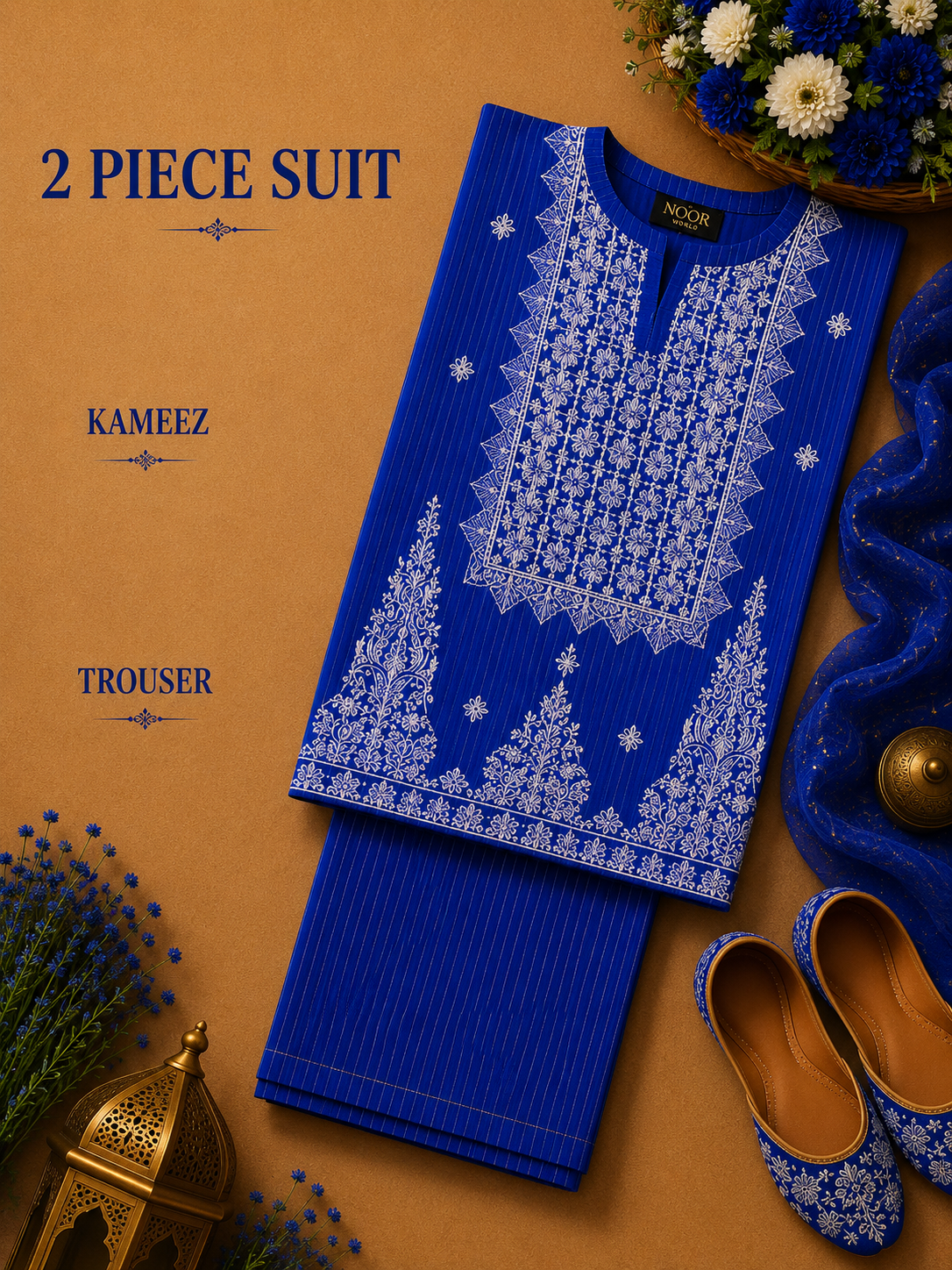2 Pc Stitched Lawn Suit - PRET - D-02-BLU