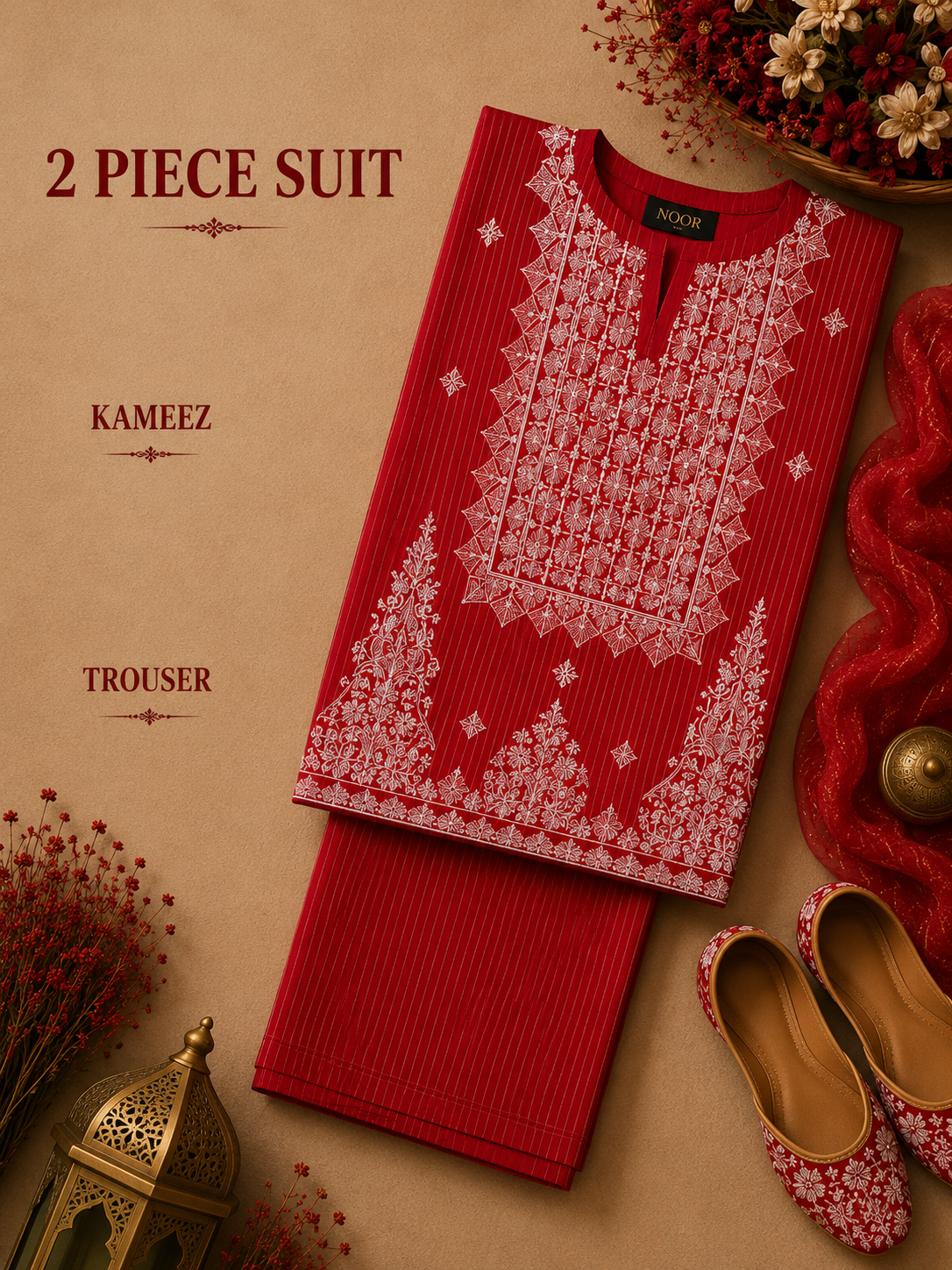 2 Pc Stitched Lawn Suit - PRET - D-02-MRN