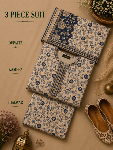 Signature Premium Unstitched 3PC Noble Lawn Suit - M1308
