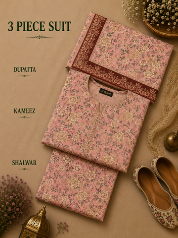 Signature Premium Unstitched 3PC Noble Lawn Suit - M1309