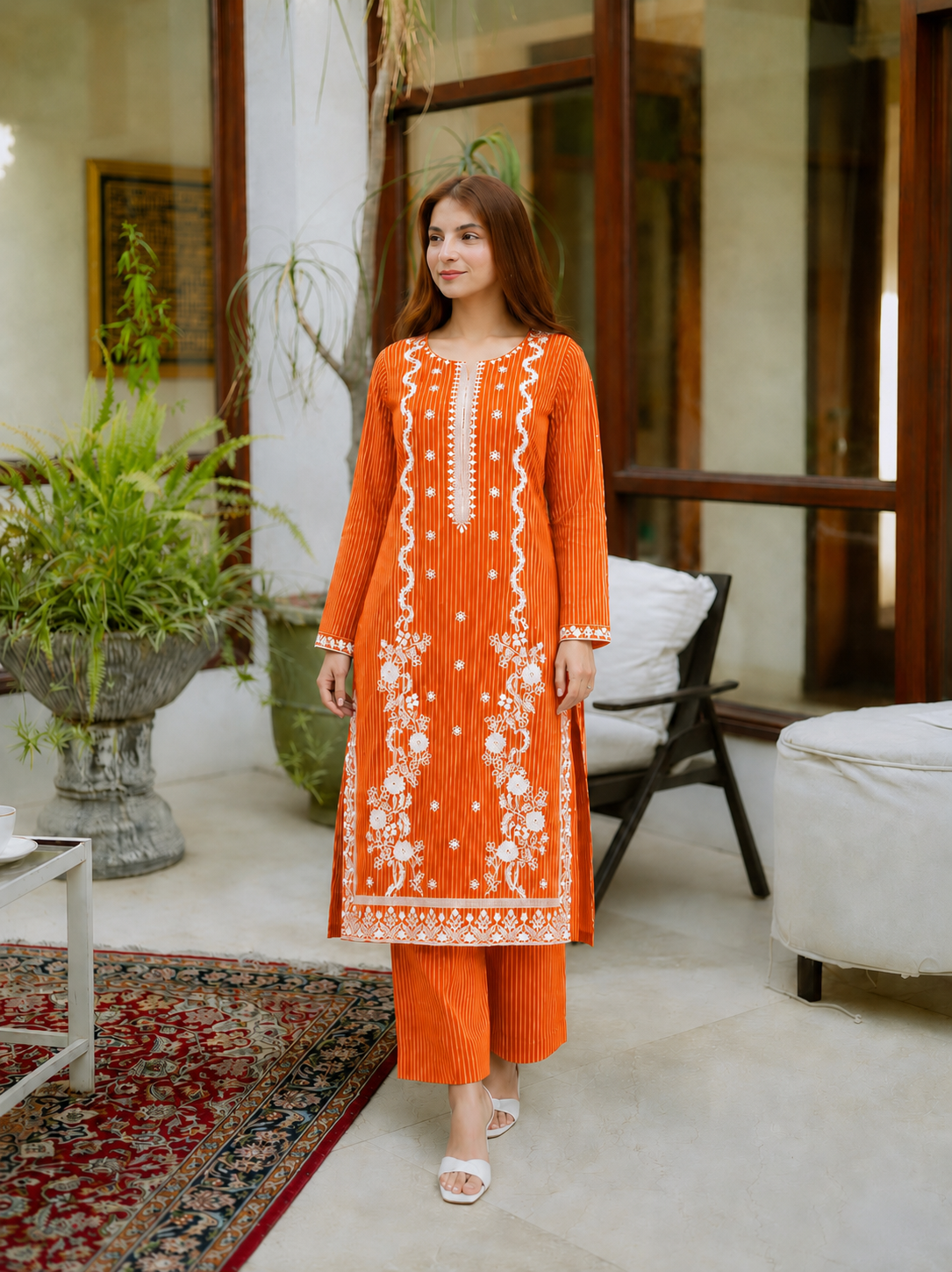 2 Pc Stitched Lawn Suit - PRET - D-03-ORG