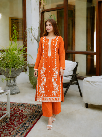 2 Pc Stitched Lawn Suit - PRET - D-03-ORG