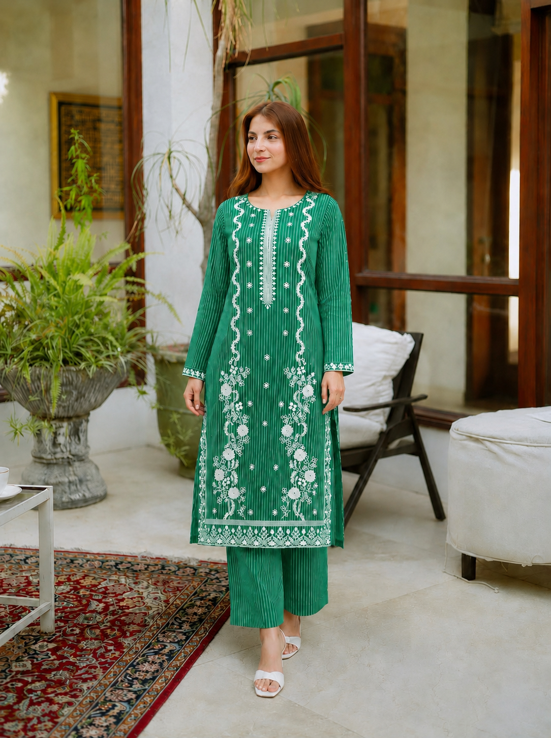 2 Pc Stitched Lawn Suit - PRET - D-03-GRN
