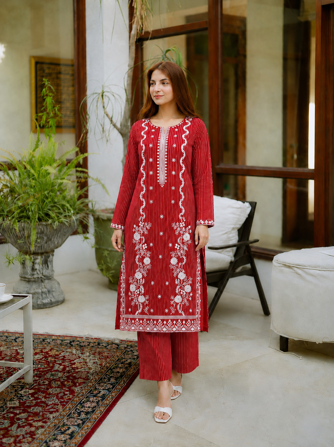 2 Pc Stitched Lawn Suit - PRET - D-03-MRN
