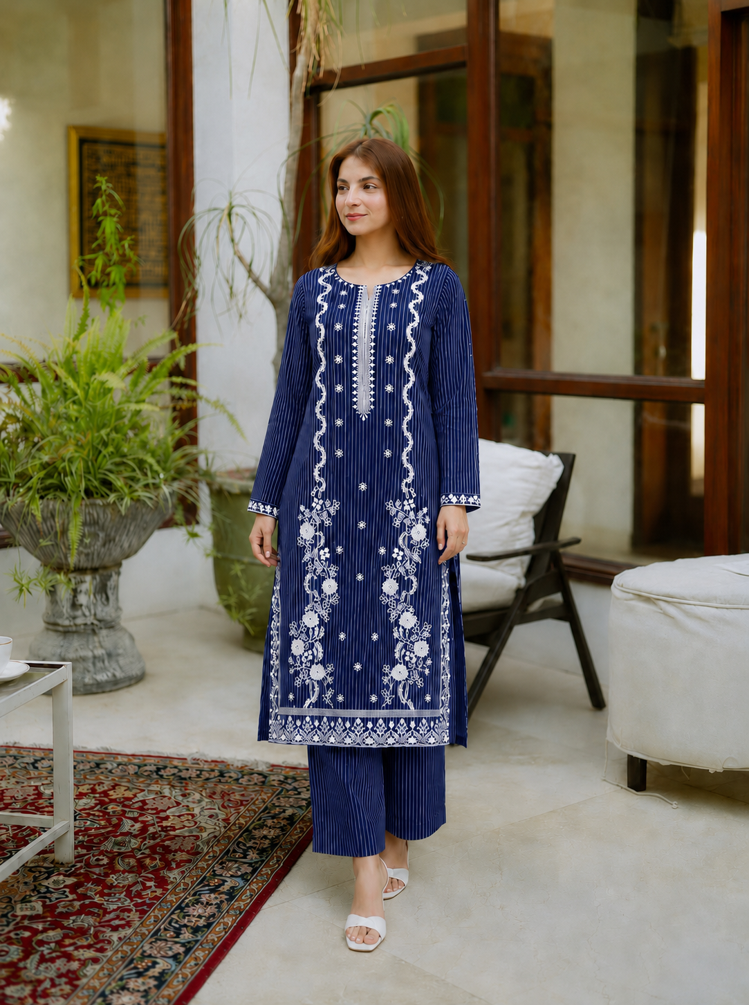 2 Pc Stitched Lawn Suit - PRET - D-03-BLU