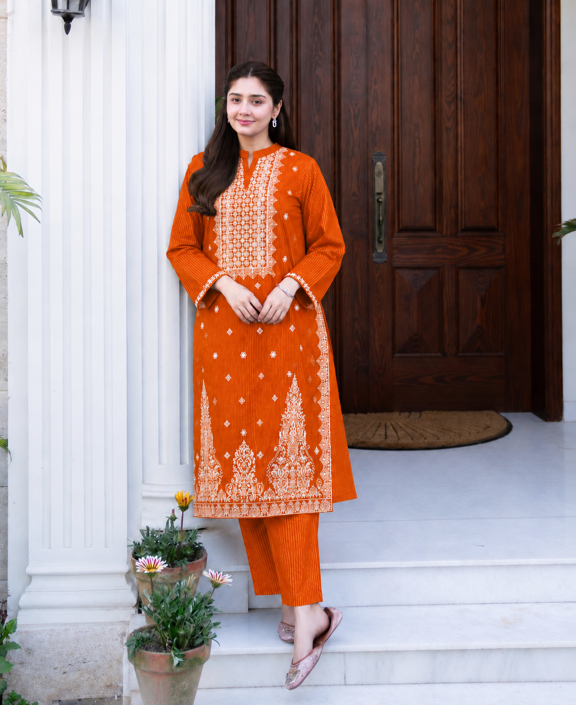 2 Pc Stitched Lawn Suit - PRET - D-02-ORG