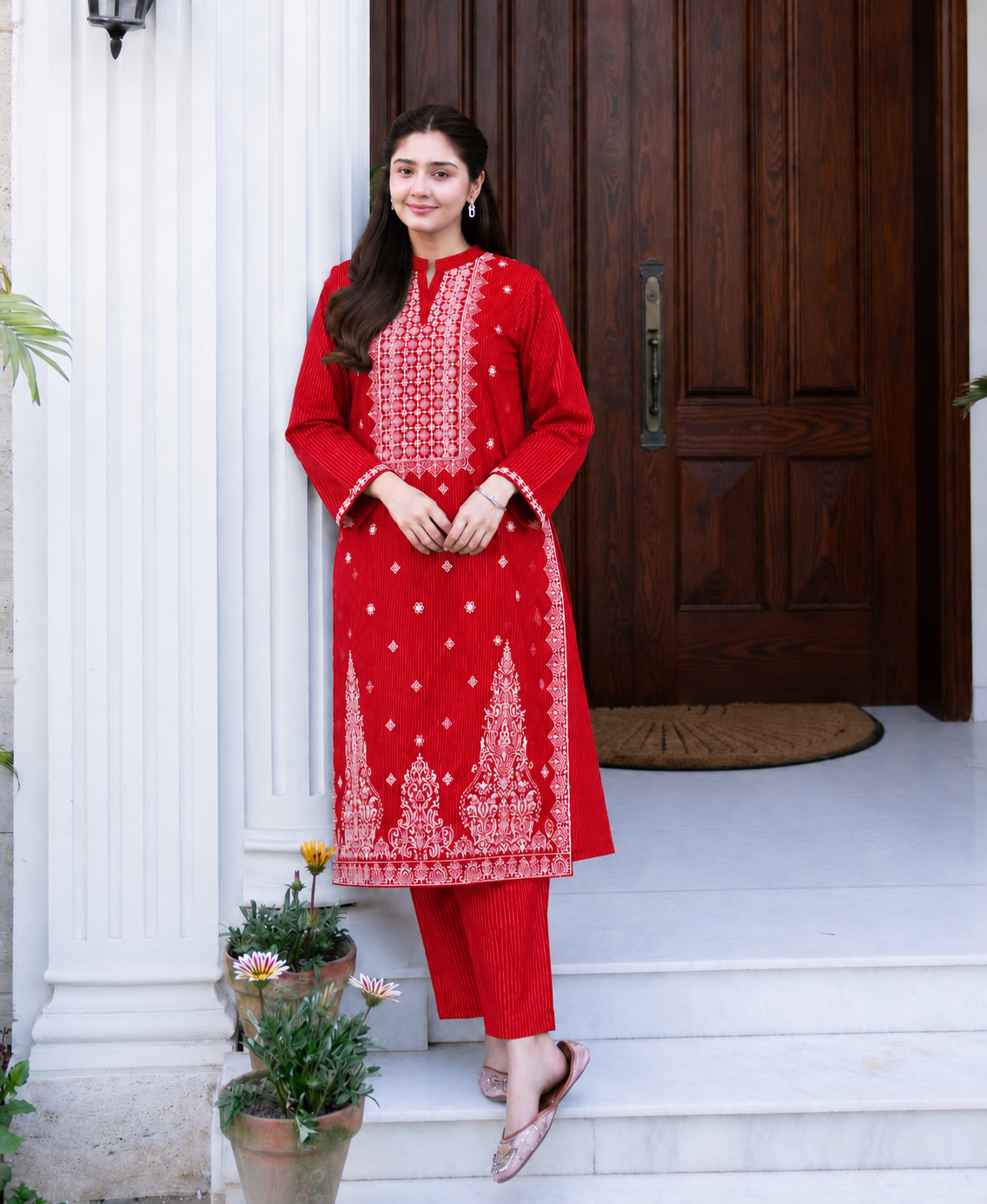 2 Pc Stitched Lawn Suit - PRET - D-02-MRN