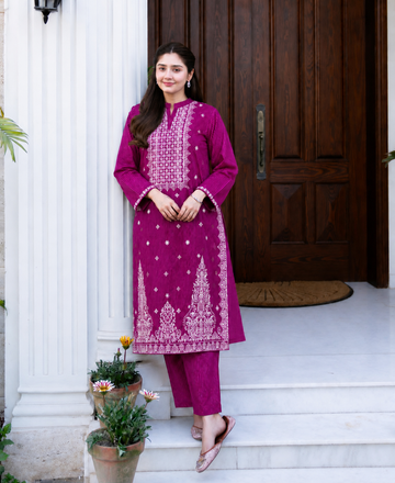 2 Pc Stitched Lawn Suit - PRET - D-02-PNK