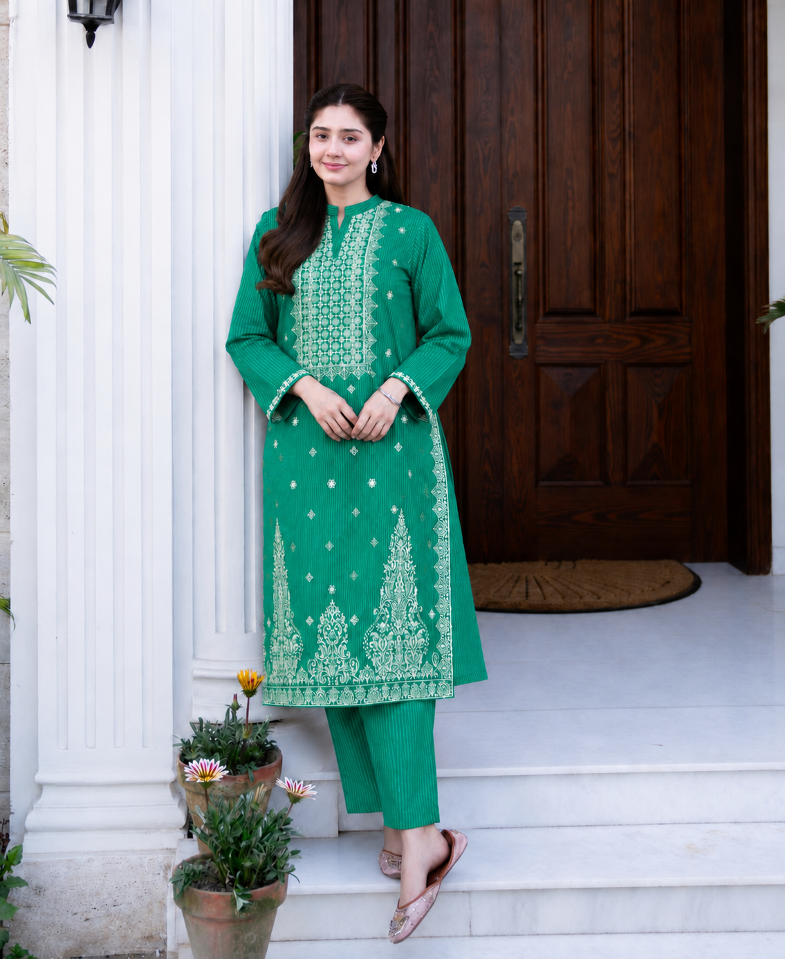 2 Pc Stitched Lawn Suit - PRET - D-02-GRN