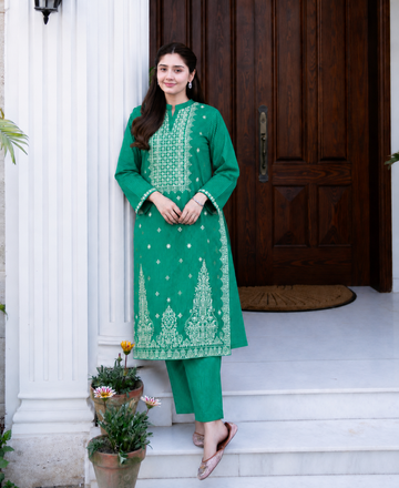 2 Pc Stitched Lawn Suit - PRET - D-02-GRN