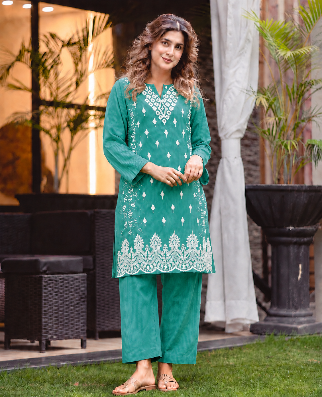 2 Pc Stitched Lawn Suit - PRET - D-06-GRN