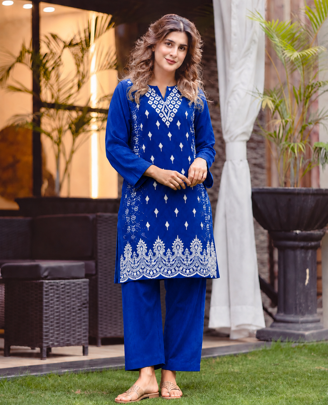 2 Pc Stitched Lawn Suit - PRET - D-06-BLU