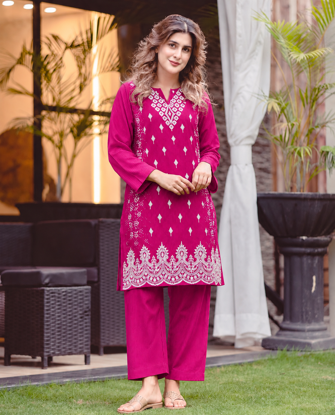 2 Pc Stitched Lawn Suit - PRET - D-06-PNK