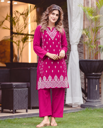 2 Pc Stitched Lawn Suit - PRET - D-06-PNK
