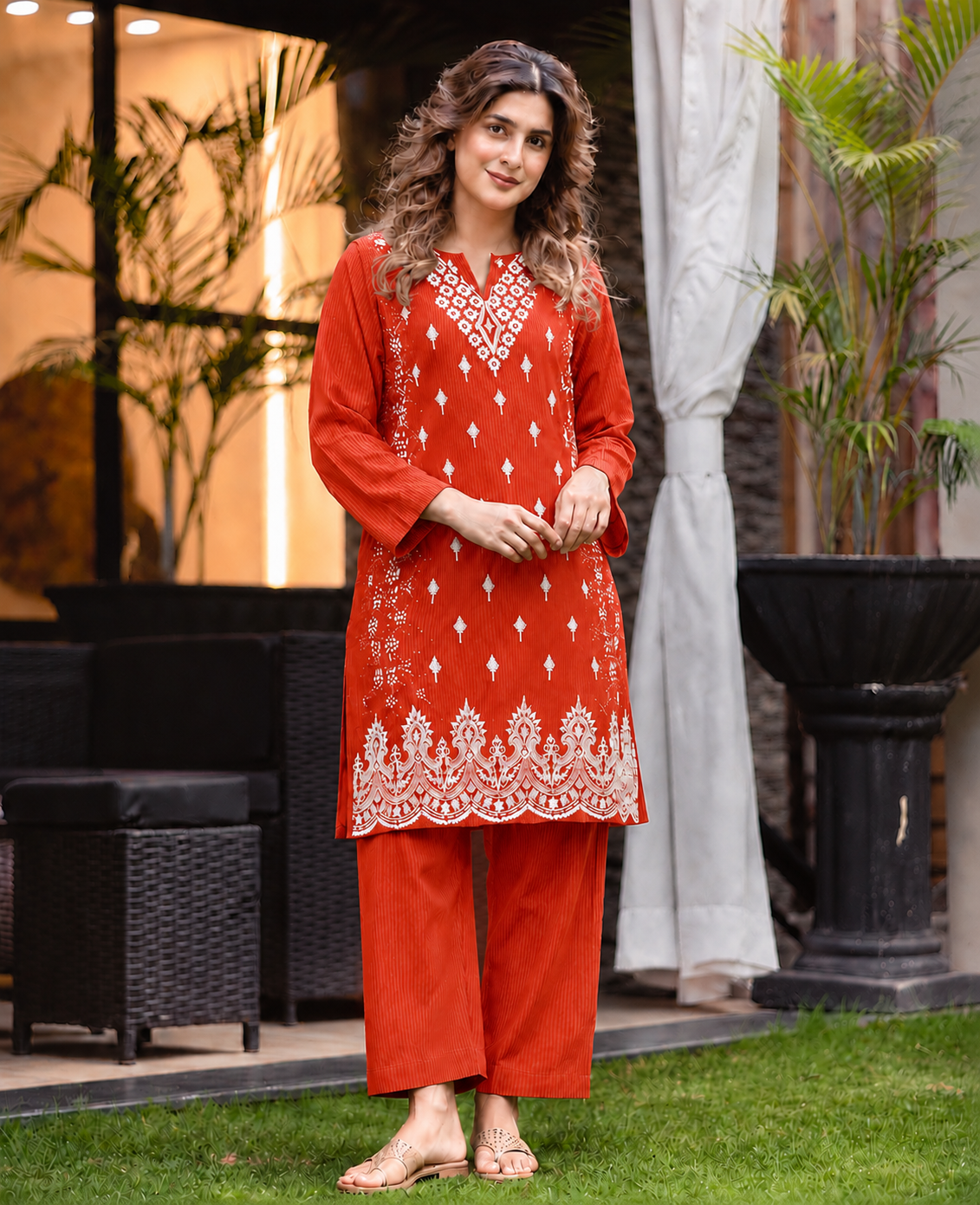 2 Pc Stitched Lawn Suit - PRET - D-06-MRN