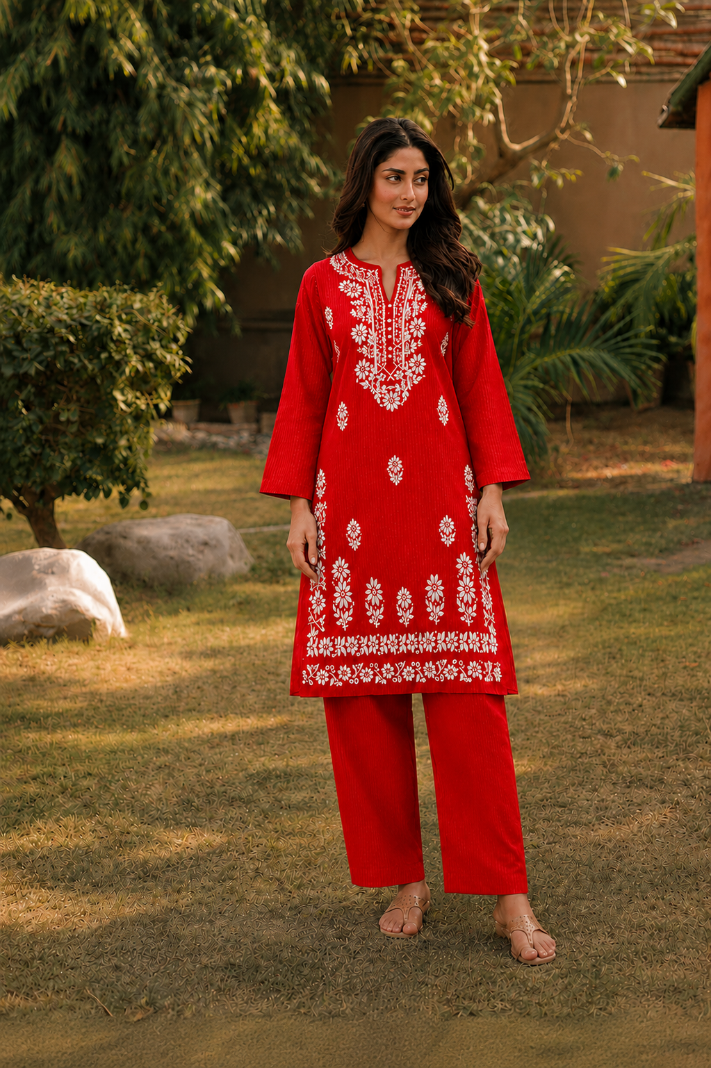 2 Pc Stitched Lawn Suit - PRET - D-05-MRN