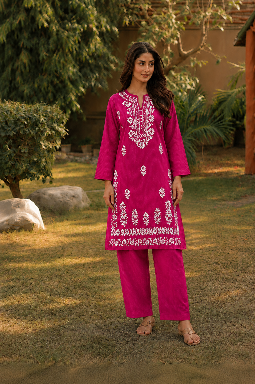 2 Pc Stitched Lawn Suit - PRET - D-05-PNK
