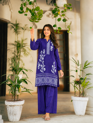 2 Pc Stitched Lawn Suit - PRET - D-04-BLU