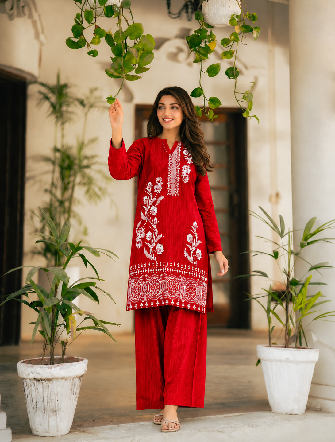 2 Pc Stitched Lawn Suit - PRET - D-04-MRN