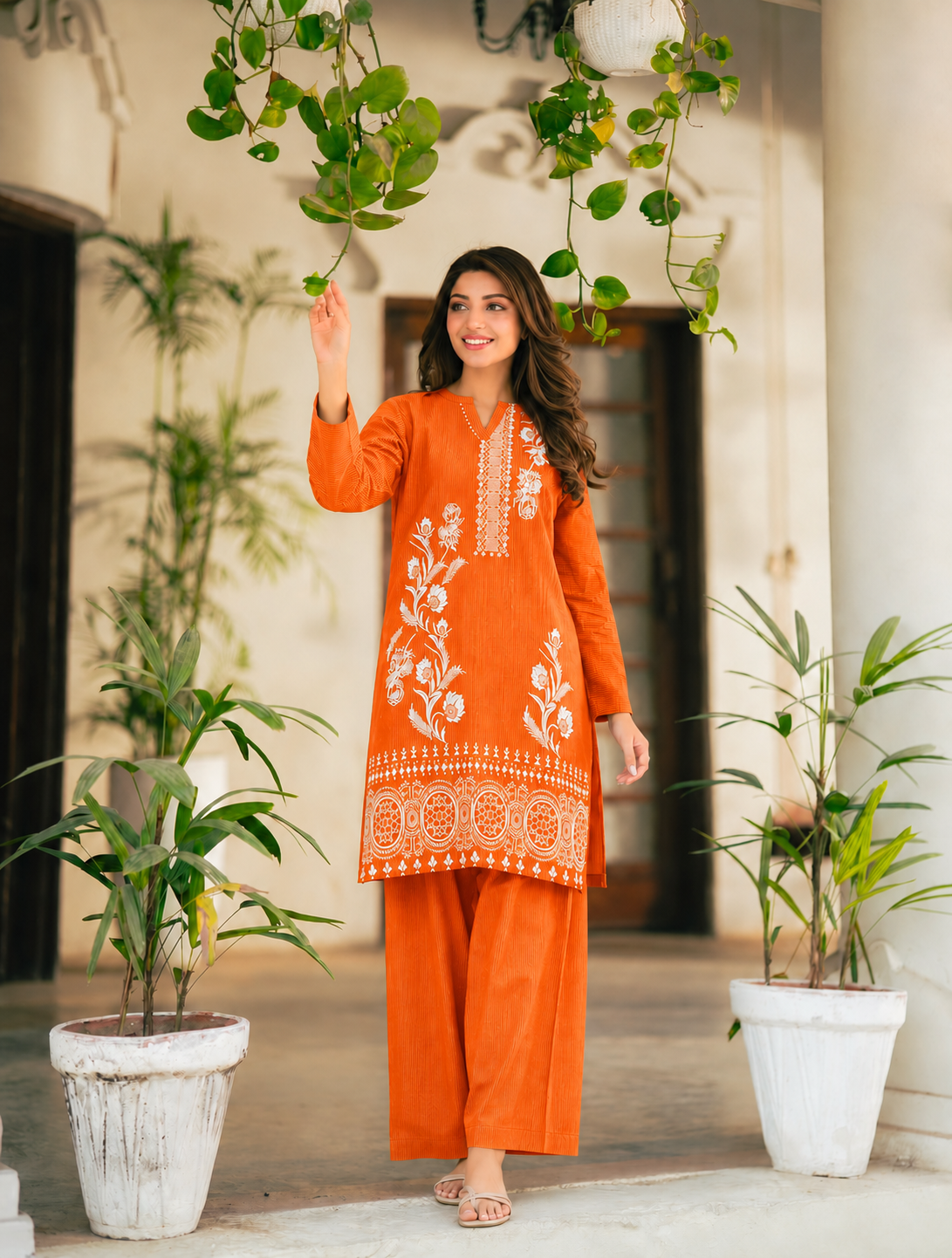 2 Pc Stitched Lawn Suit - PRET - D-04-ORG
