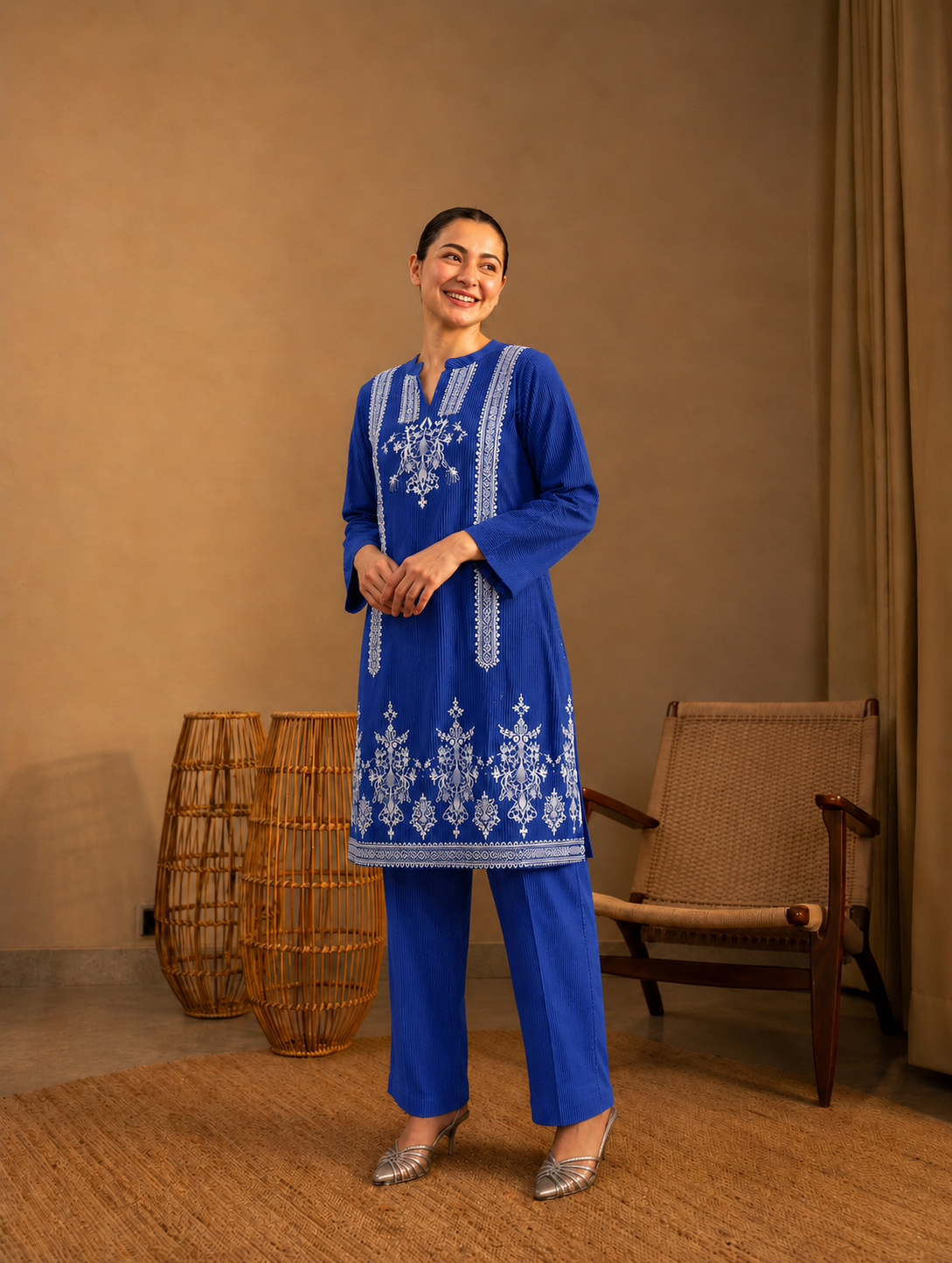 2 Pc Stitched Lawn Suit - PRET - D-01-BLU