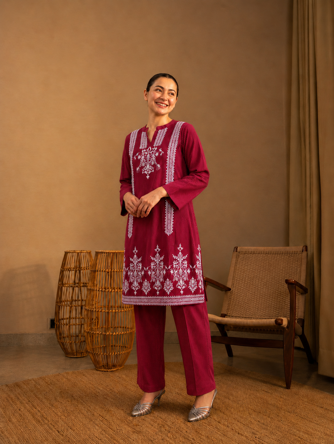 2 Pc Stitched Lawn Suit - PRET - D-01-MRN